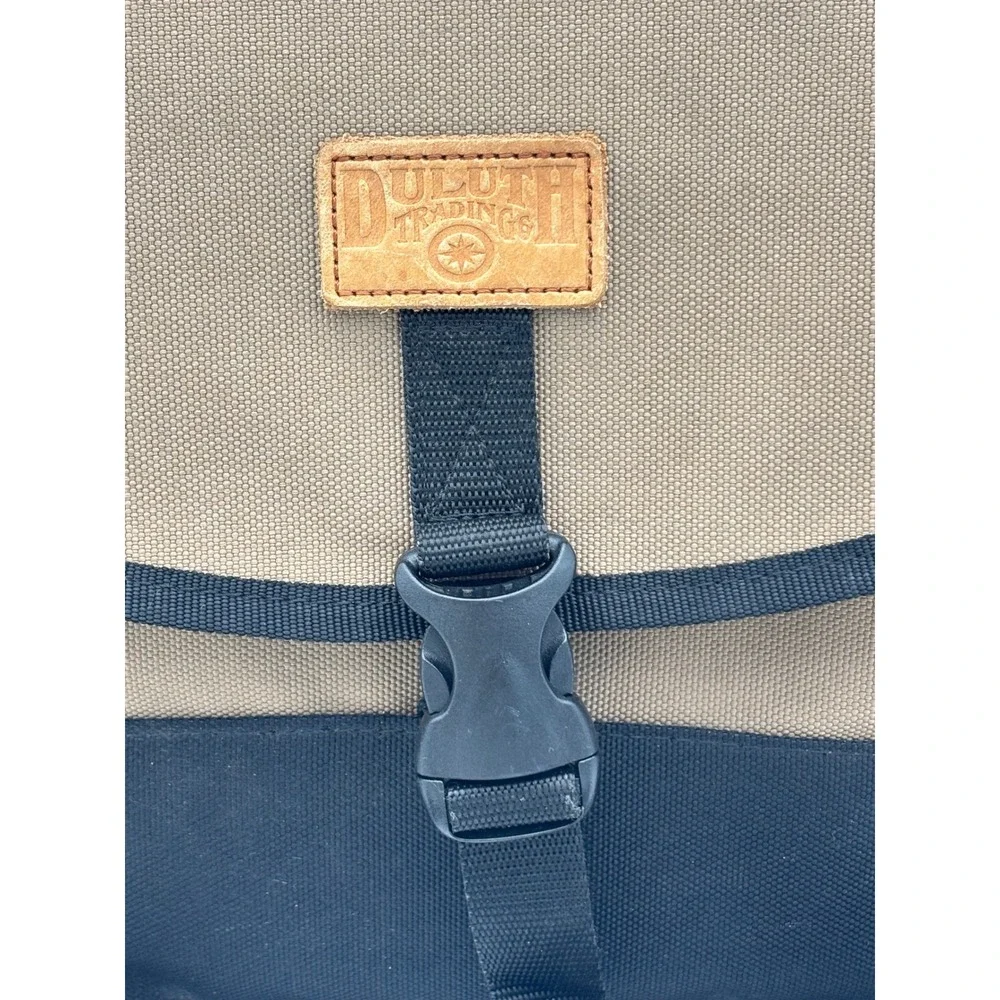 DULUTH TRADING CO Messenger Bag Laptop Khaki Black Canvas Utility Work Tan Brown